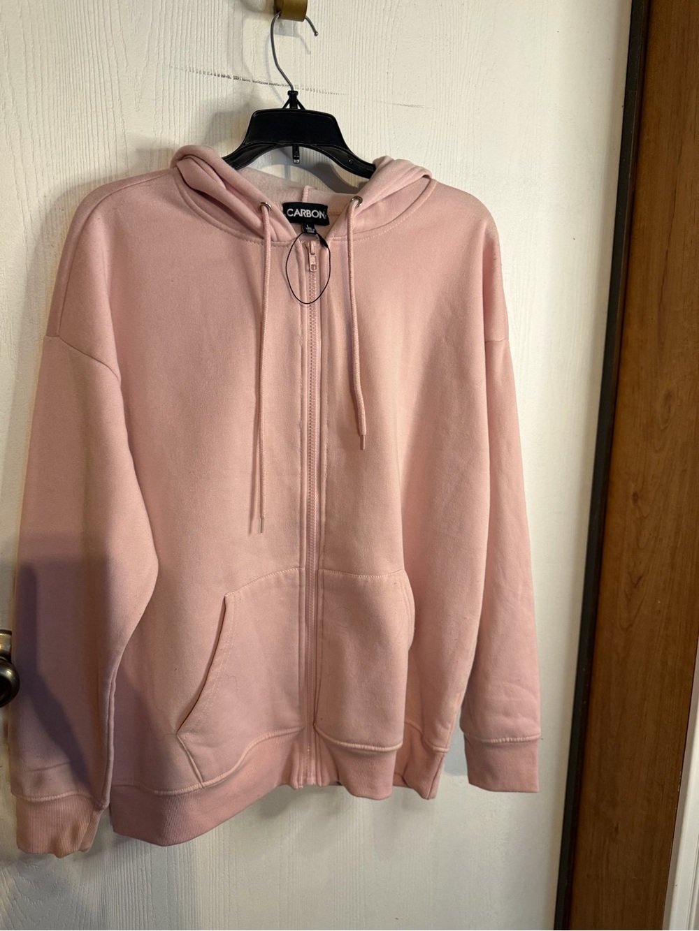 Carbon Zip-Up Hoodie in Light Pink